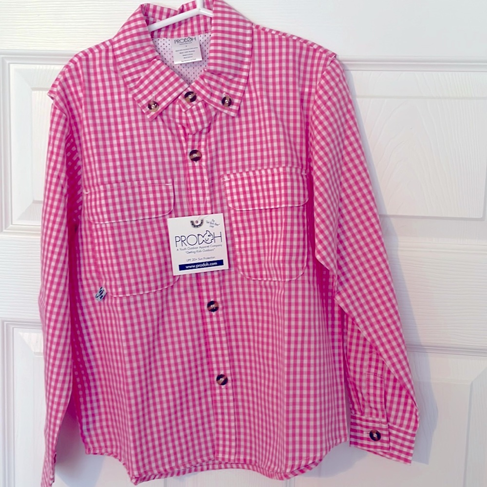 Prodoh girls pink long sleeve fishing shirt size 6